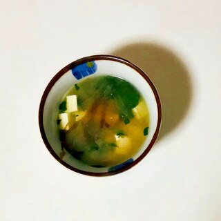 花かつおで小松菜の味噌汁